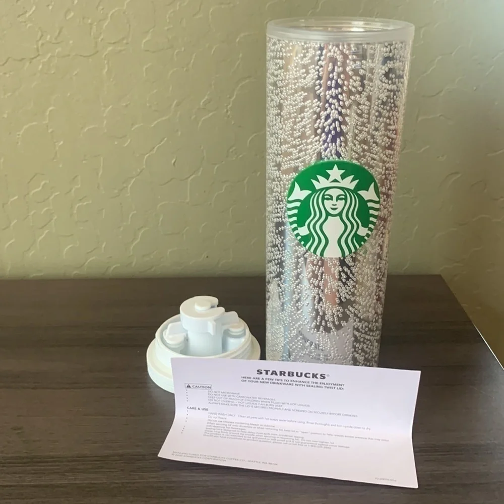 Starbucks‎ Effervescent Bubbles Silver Holiday 2020 Hot Tumbler Cup 16oz NWT